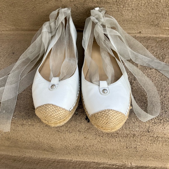Stuart Weitzman espadrille ballerina “Perpignon” in white size 9 - Picture 3 of 6